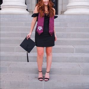 Off the shoulder, frill mini dress.